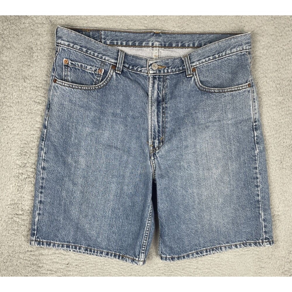 VTG Levis 550 Bermuda Jean Shorts Mens 36 x 9.5 Blue Medium Wash Relaxed Fit